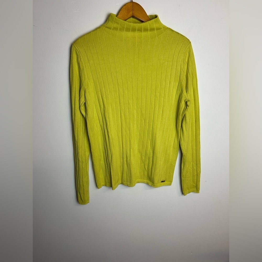 Calvin Klein turtleneck Lightweight Sweater Size M‎ Green Old Money Stretch